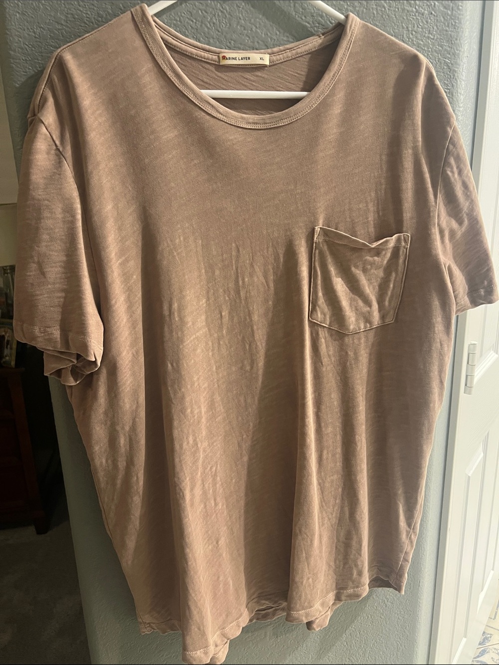 Marine Layer Men's Short-Sleeve Pocket Tee in Taupe Brown